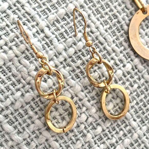 BANANA REPUBLIC | Chain Link Necklace Set w/ Gold Circle Drop Earrings Modern - Picture 2 of 4